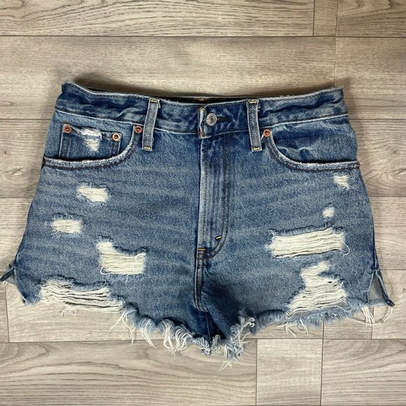 Abercrombie & Fitch Pants - Abercrombie & Fitch Destroyed Annie High Rise Denim Jean Shorts sz 26/2